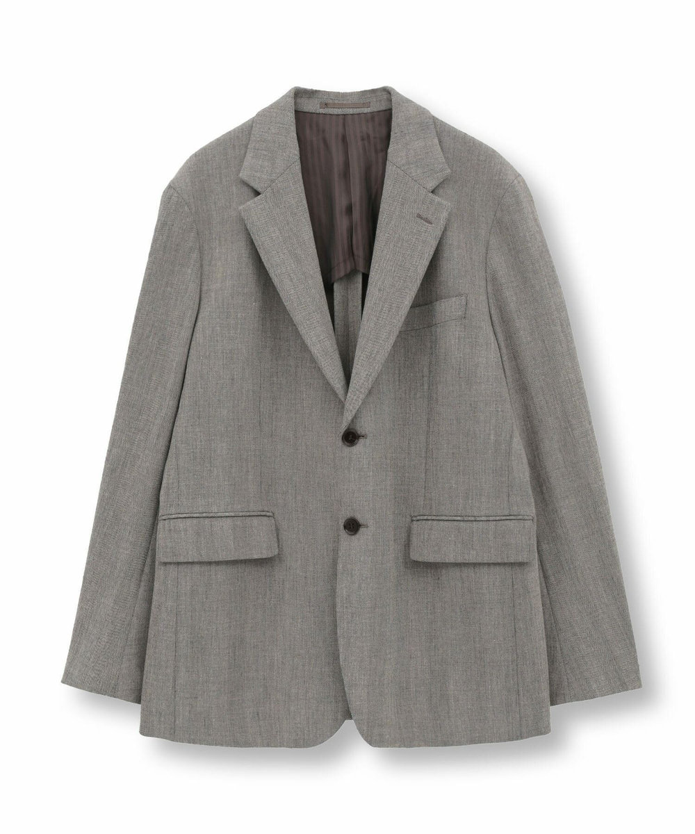 MEN'S BIGI 二重織ヘリンボーン　テーラードジャケット＜2WAYストレッチ＞ ベージュ