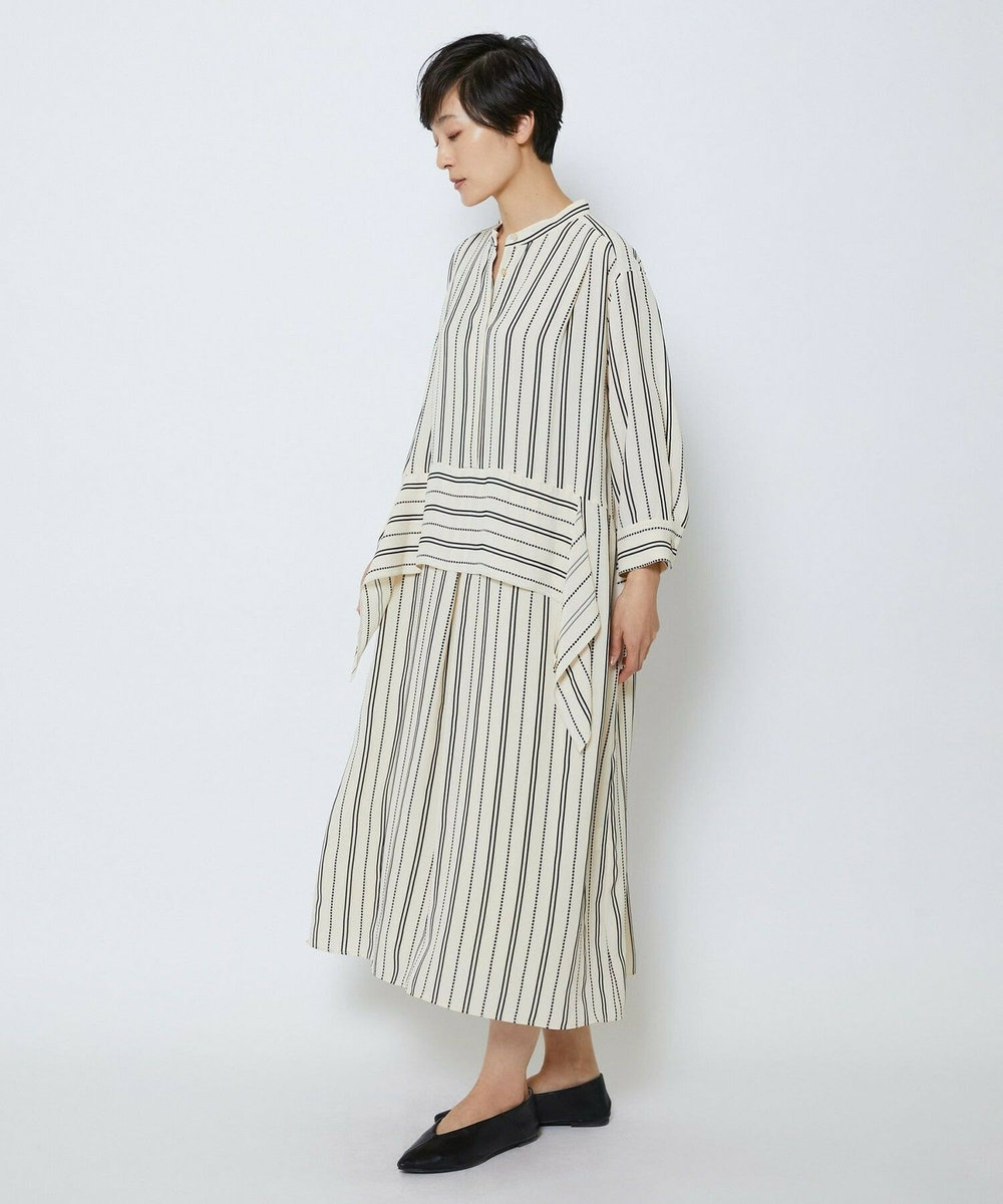 MOGA Collection MOGA Collection　レーヨンポリストライプワンピース ホワイト×ブラック