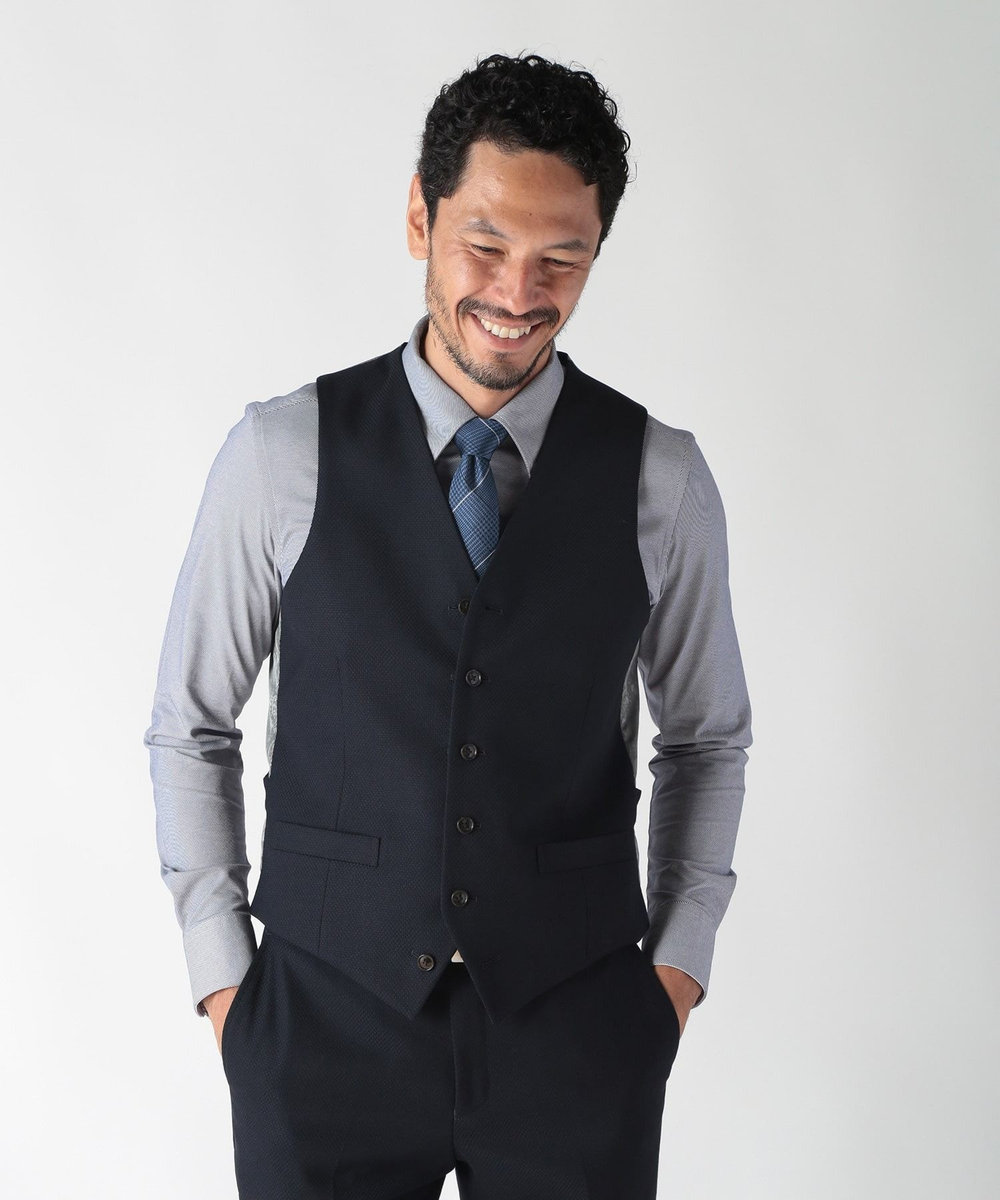 MEN'S BIGI ミックスヤーン/ポップサックリバーシブルベスト ネイビー