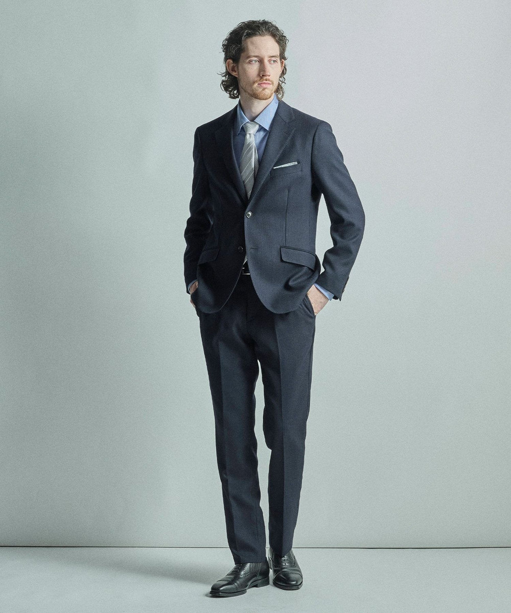 MEN'S BIGI シャドーペイズリーストライプ×ピンドット柄シルクネクタイ シルバー