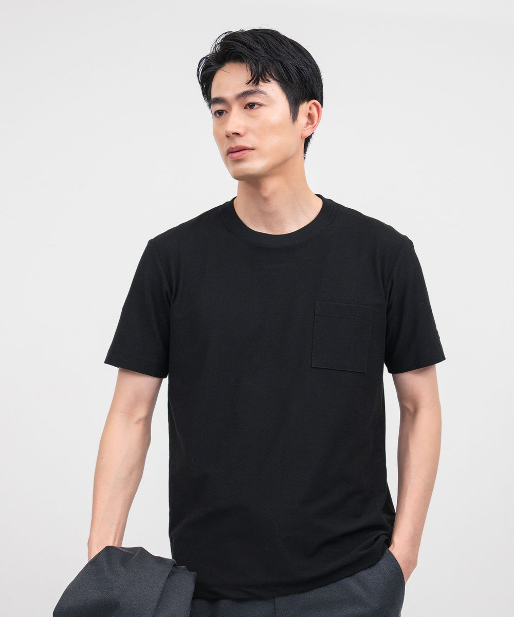 MEN'S BIGI Begin6月号掲載【COVEROSS W/カバロスダブル】別注 リカバリー半袖Tシャツ＜接触冷感/UVカット/遮熱/抗酸化作用＞ ブラック