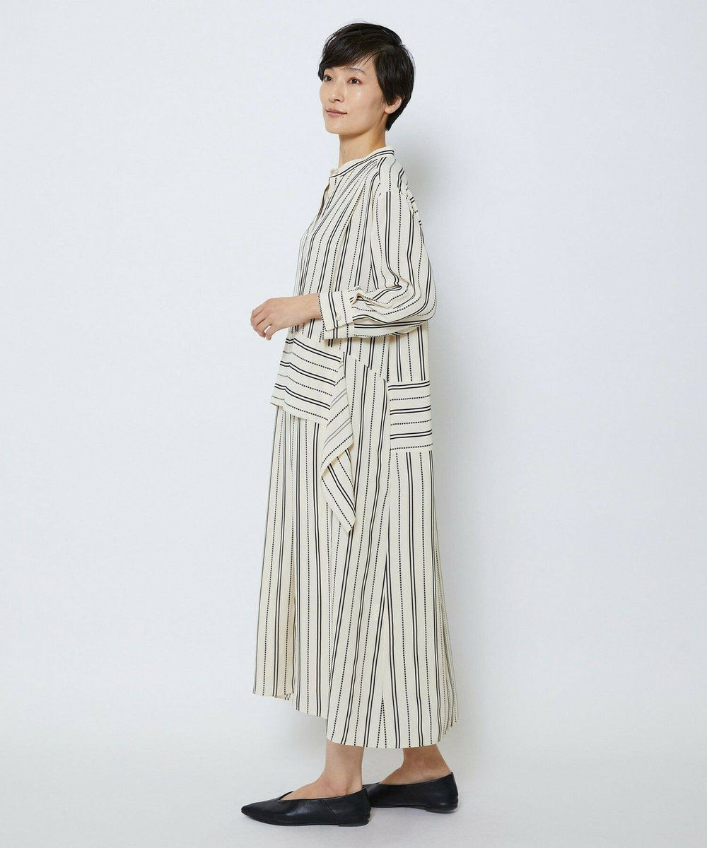 MOGA Collection MOGA Collection　レーヨンポリストライプワンピース ホワイト×ブラック