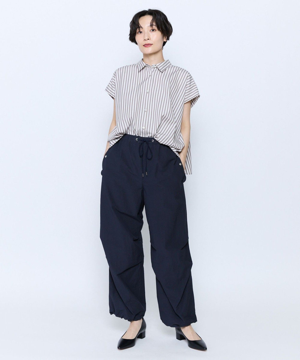 feerique feerique ポプリンストライプフレアシャツ ブラウン