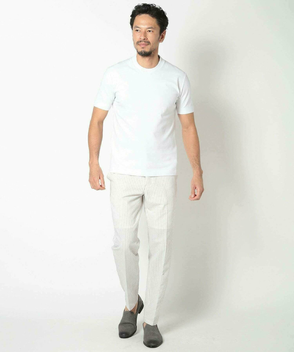 MEN'S BIGI 【ACTIVE TAILOR/アクティブテイラー】シルケットスムースクルーネックTシャツ＜接触冷感 / UVカット＞ ホワイト