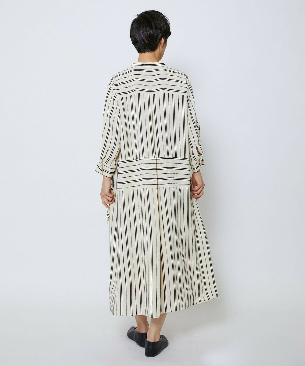 MOGA Collection MOGA Collection　レーヨンポリストライプワンピース ホワイト×ブラック