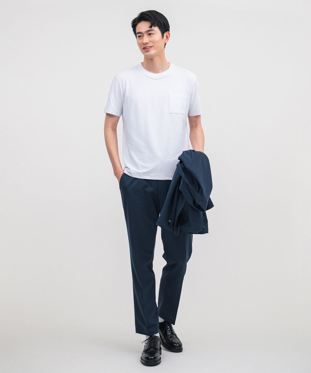 MEN'S BIGI Begin6月号掲載【COVEROSS W/カバロスダブル】別注 リカバリー半袖Tシャツ＜接触冷感/UVカット/遮熱/抗酸化作用＞ ホワイト