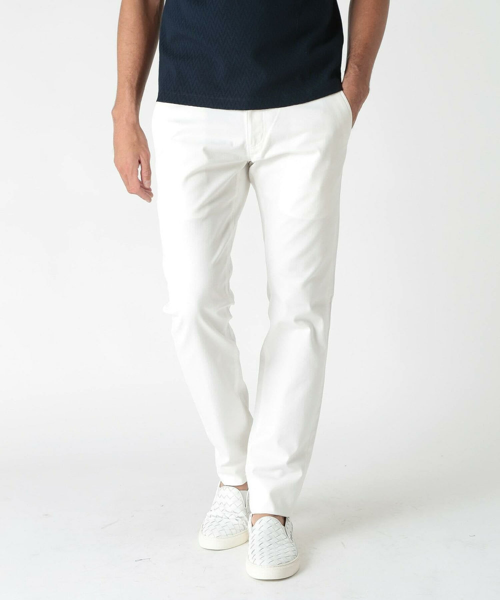 MEN'S BIGI シャドーヘリンボーンストレッチパンツ ホワイト