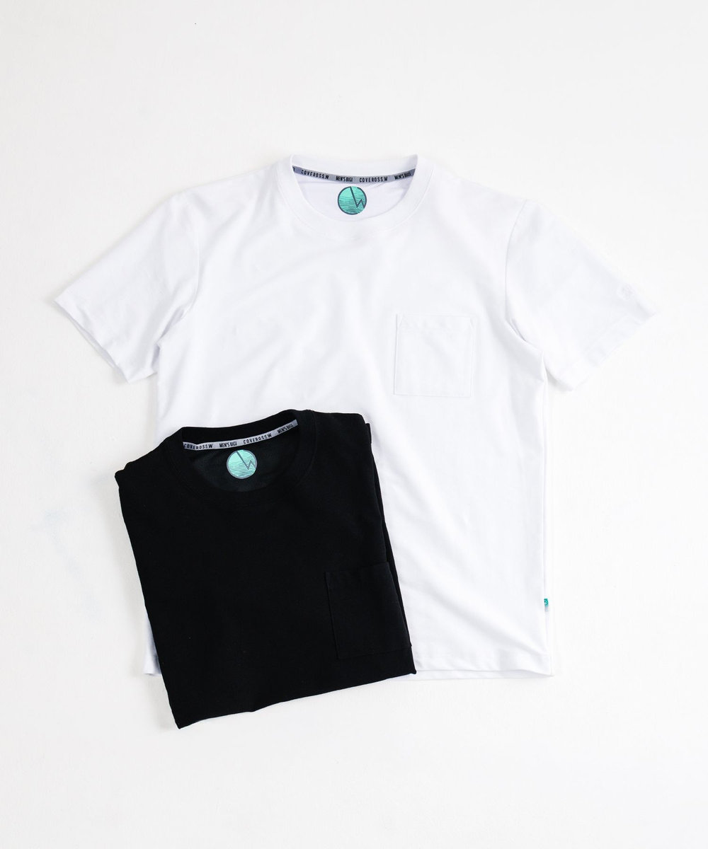 MEN'S BIGI Begin6月号掲載【COVEROSS W/カバロスダブル】別注 リカバリー半袖Tシャツ＜接触冷感/UVカット/遮熱/抗酸化作用＞ ホワイト