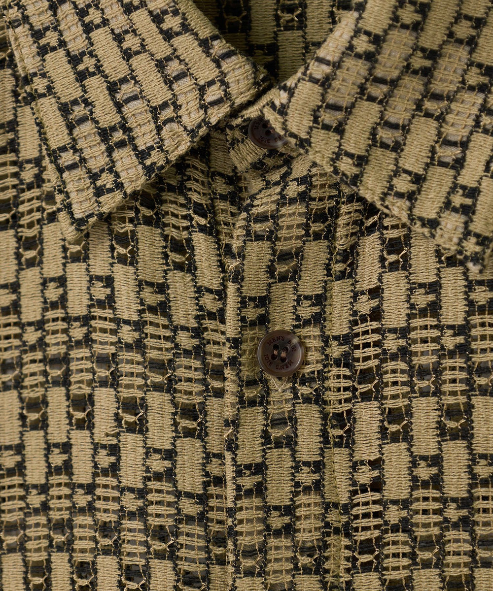 MEN'S BIGI シアージオメトリック半袖シャツ ブラウン系その他