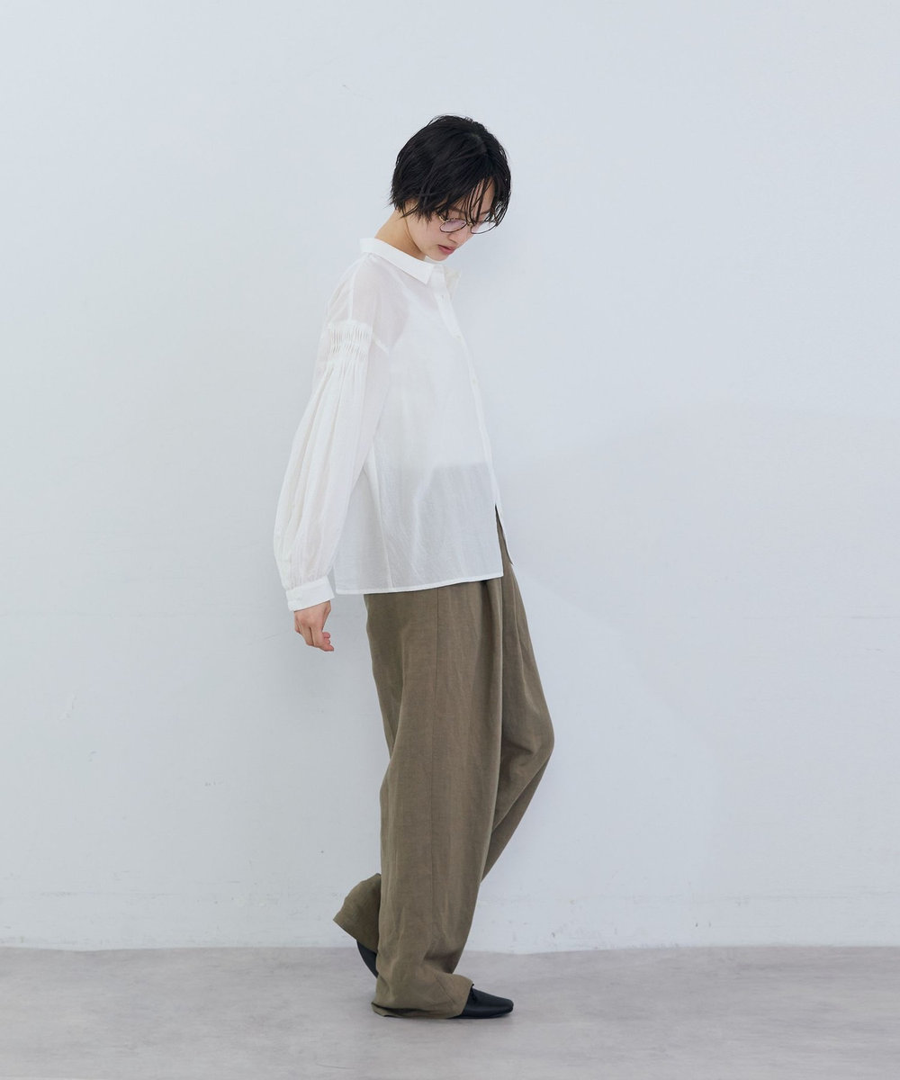 ADIEU TRISTESSE コットンスモールカラーシャツ オフホワイト
