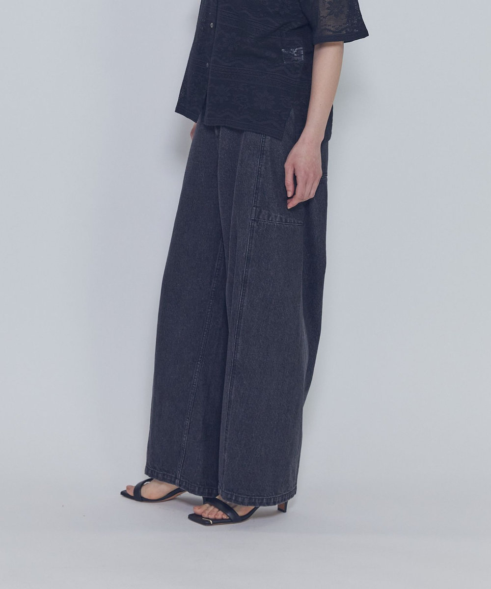1er Arrondissement ブラックデニムカーブパンツ ブラック