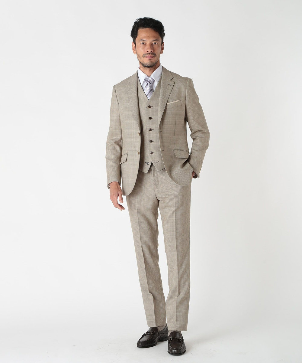 MEN'S BIGI ミックスヤーン/ポップサックテーラードジャケット ベージュ