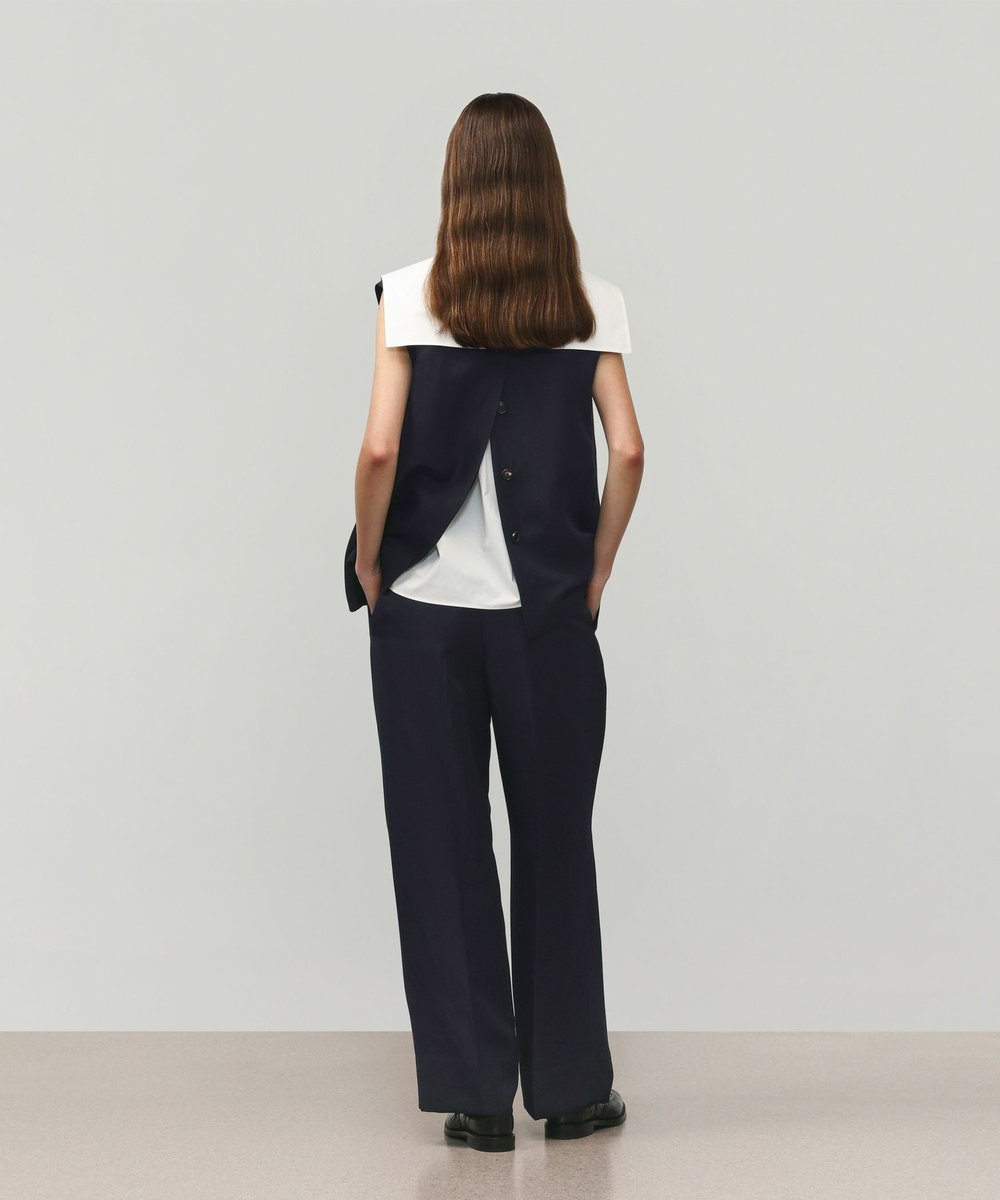 DÉPAREILLÉ TRIACETATE LINEN WAIST BELT PANTS / トリアセテートリネンウエストベルトパンツ ネイビー