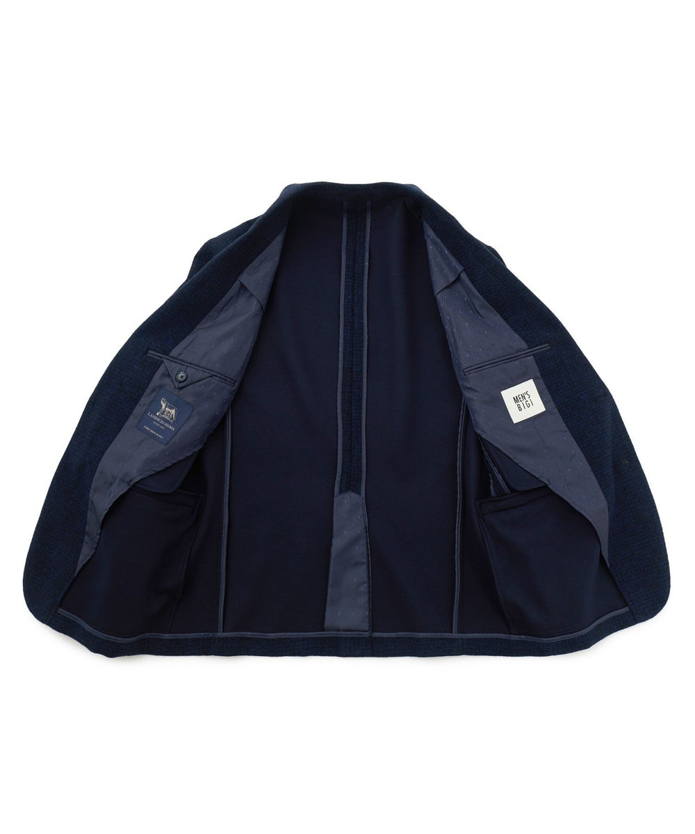 MEN'S BIGI Lanificio Romaウールジャージライクジャケット ネイビー