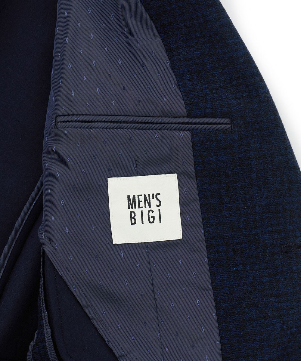 MEN'S BIGI Lanificio Romaウールジャージライクジャケット ネイビー