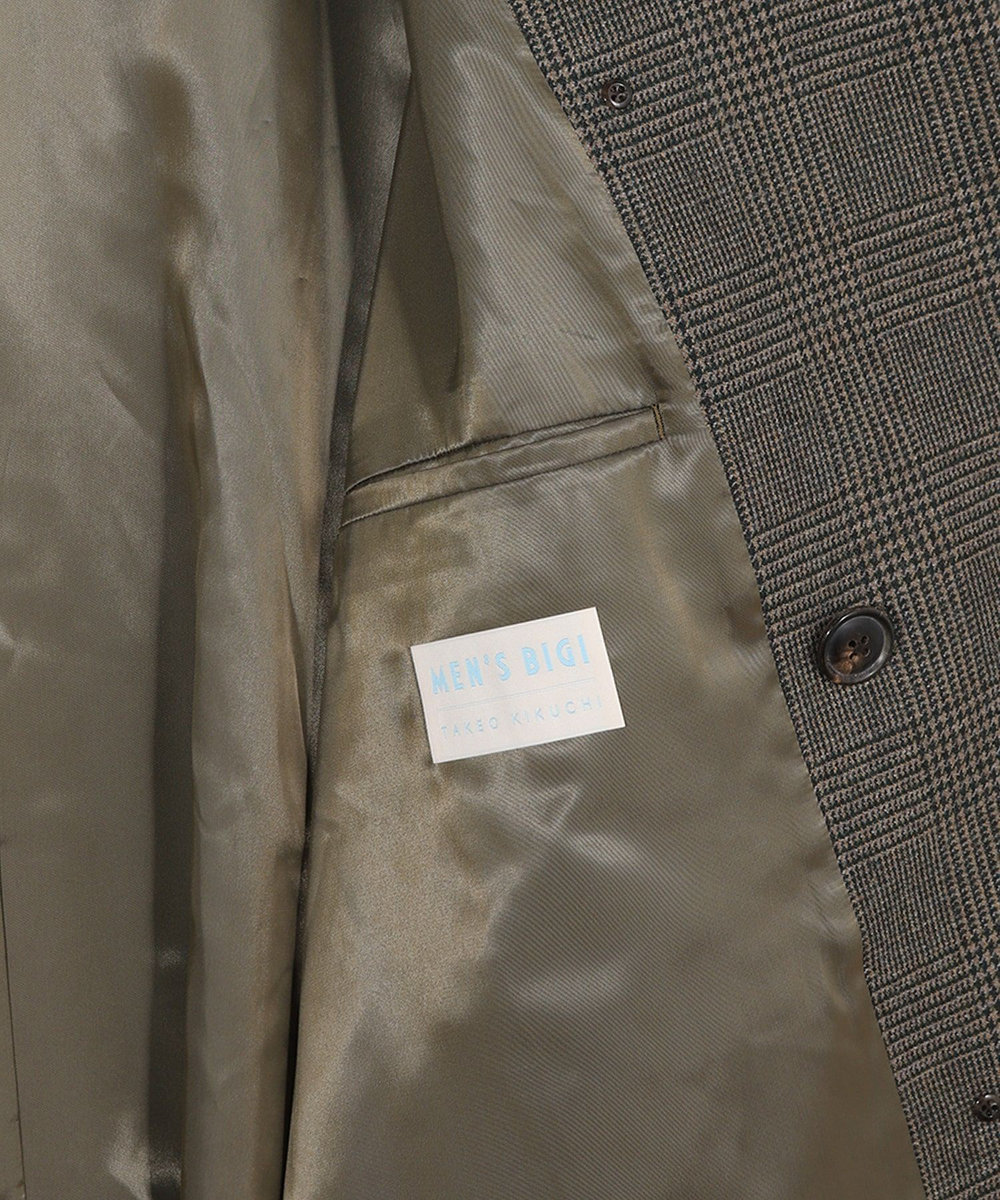 MEN'S BIGI 【50th Anniv . 菊池武夫】WOOL GLEN PLAID COAT カーキ