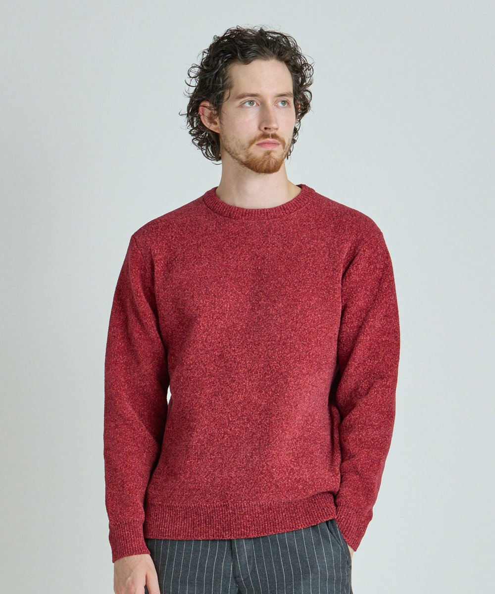 MEN'S BIGI メランジ調モールニット レッド