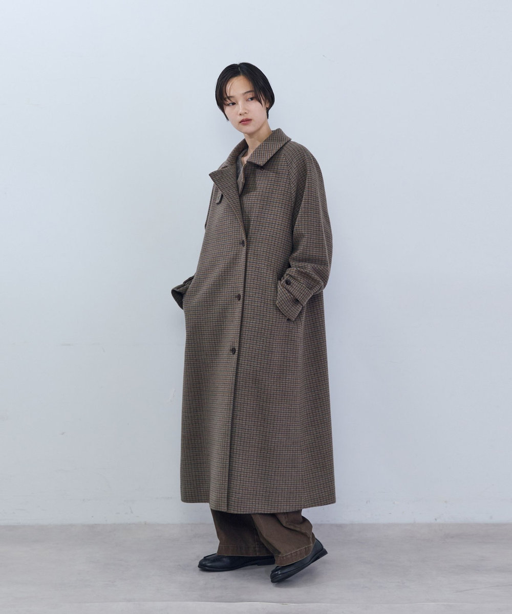 ADIEU TRISTESSE ウールロングコート チェック