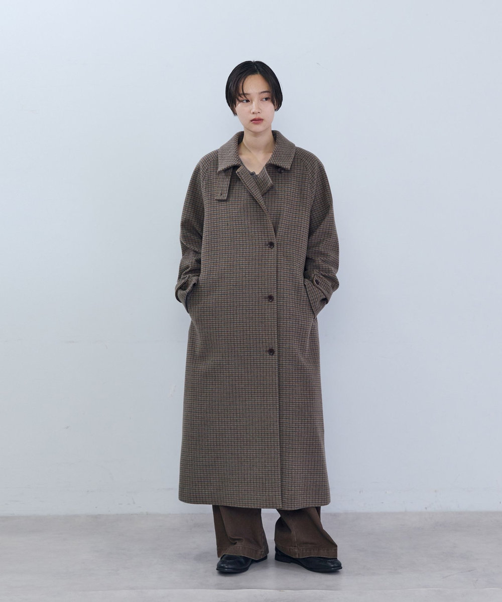 ADIEU TRISTESSE ウールロングコート チェック