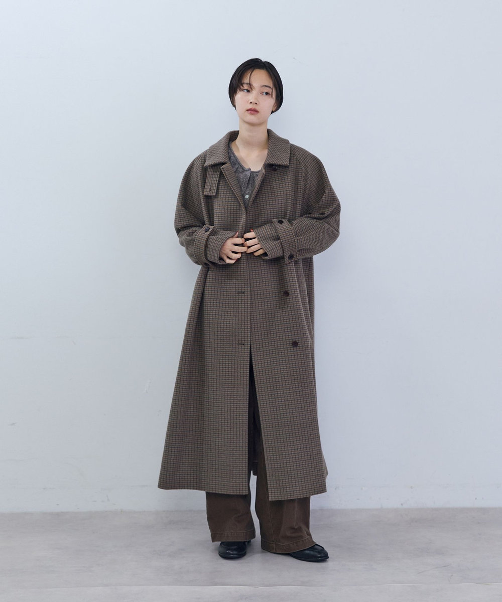 ADIEU TRISTESSE ウールロングコート チェック