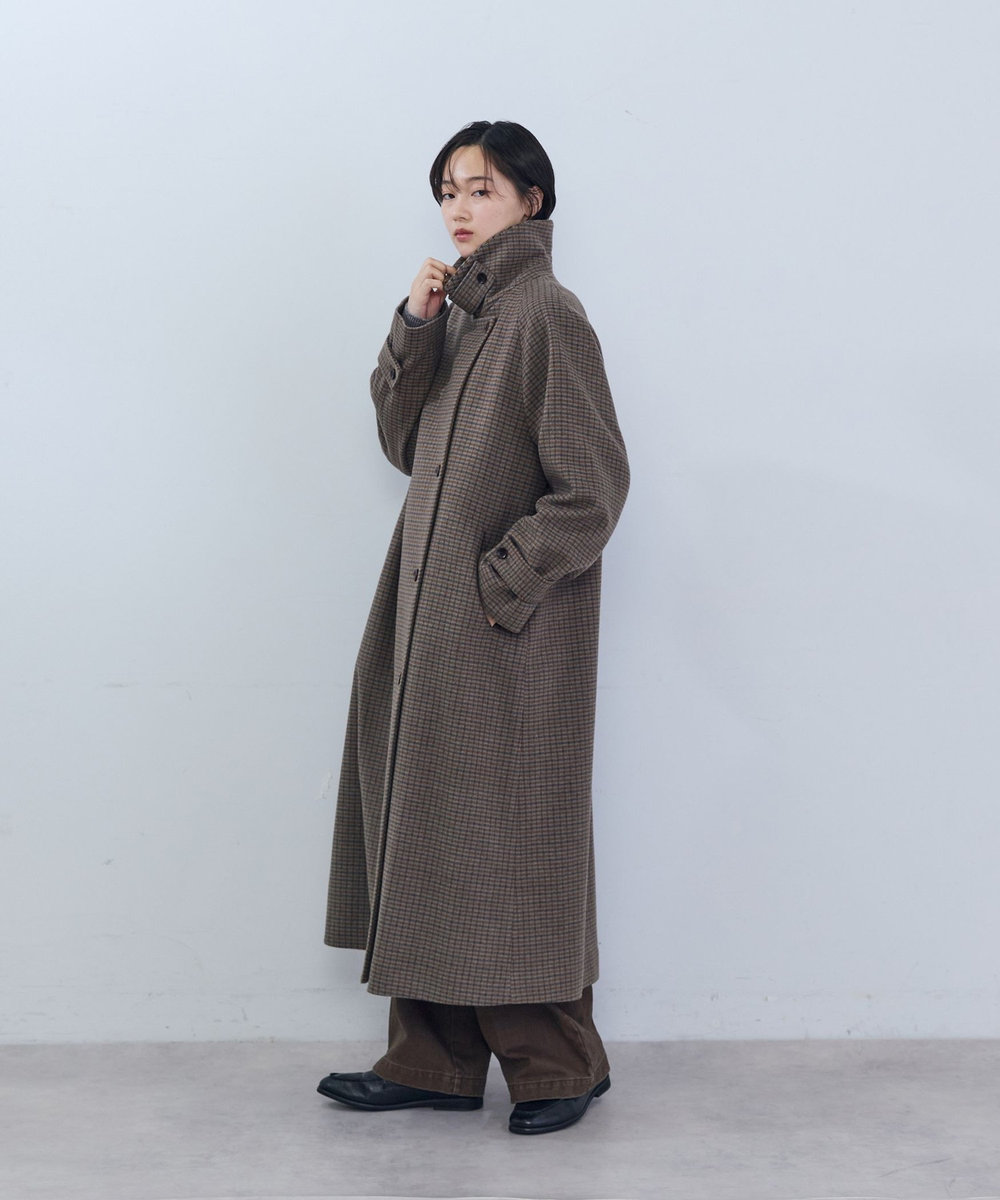 ADIEU TRISTESSE ウールロングコート チェック