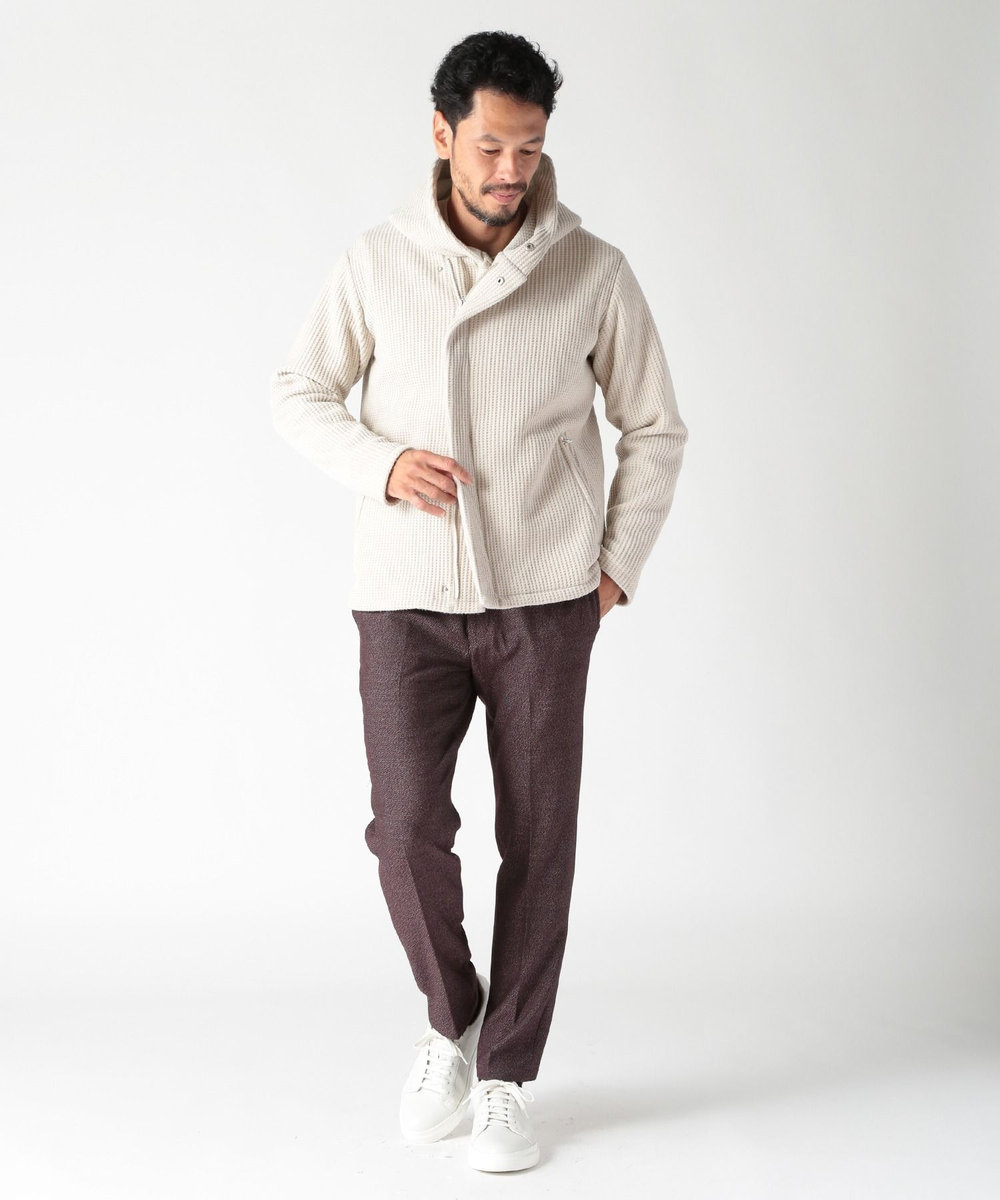 MEN'S BIGI ボリュームネック起毛ワッフルパーカー オフホワイト