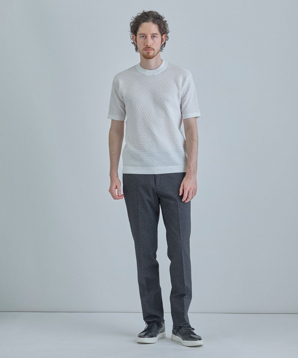 MEN'S BIGI 【ACTIVE TAILOR】ブリスターニットジャカードＴシャツ＜通気性/速乾性＞ ホワイト