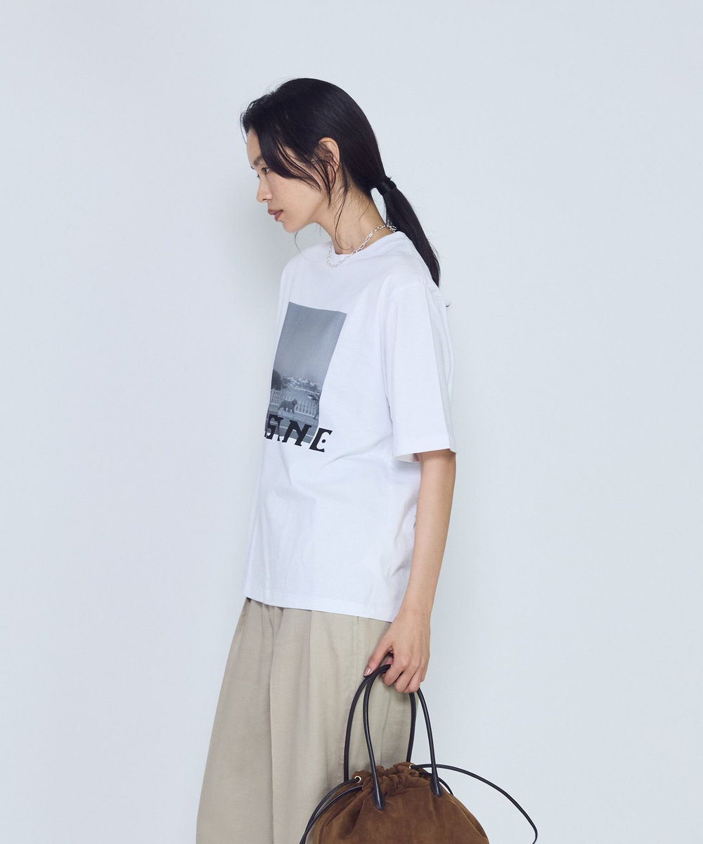 1er Arrondissement USコットン " SEINE"プリントTシャツ オフホワイト