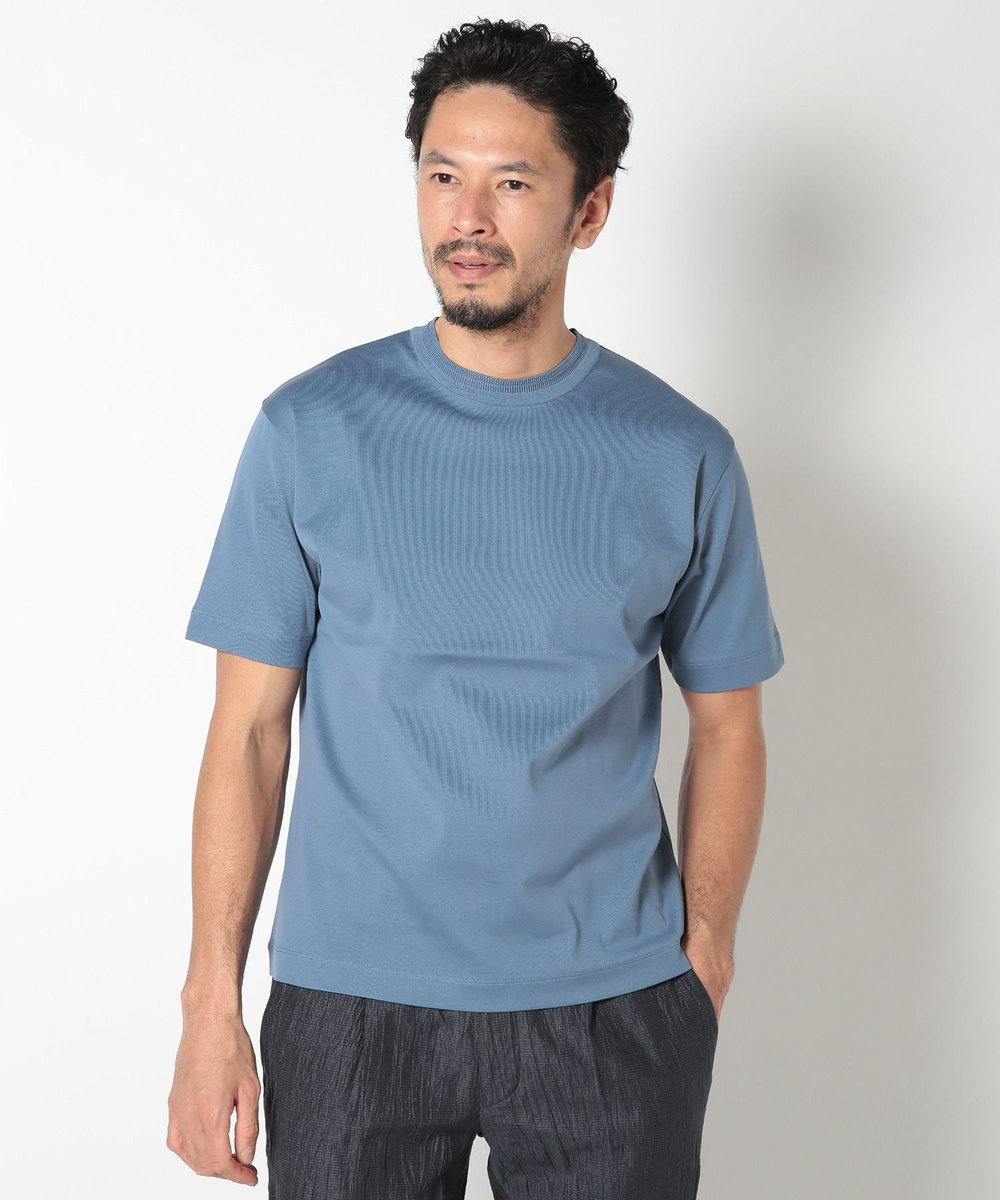 MEN'S BIGI 60/2マーセライズジャージクルーネックTEE ブルー