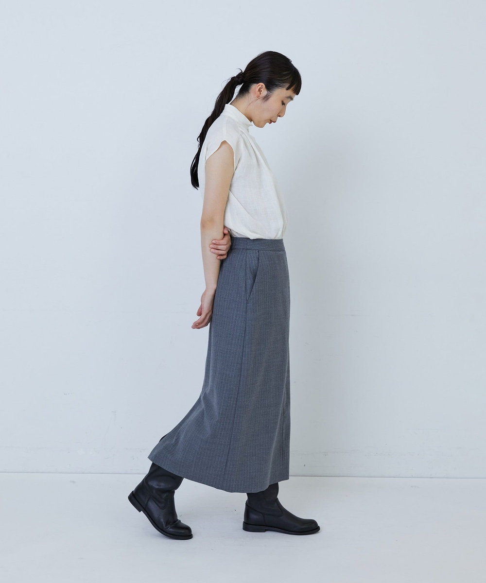 LOISIR セミイージーナロースカート ストライプ