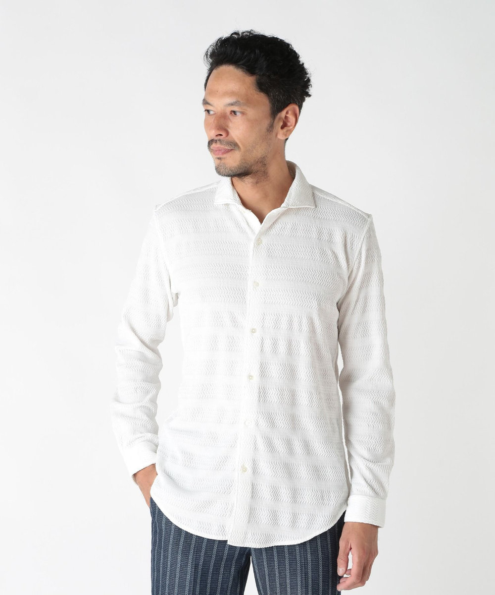 MEN'S BIGI ショートポイントカラージャージシャツ ホワイト