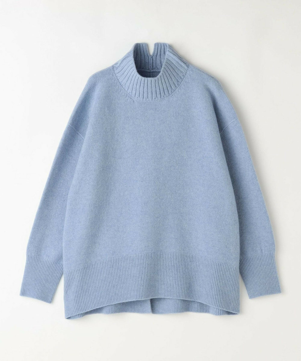 L'EQUIPE カシミヤ混ハイネックニットプルオーバー サックスブルー