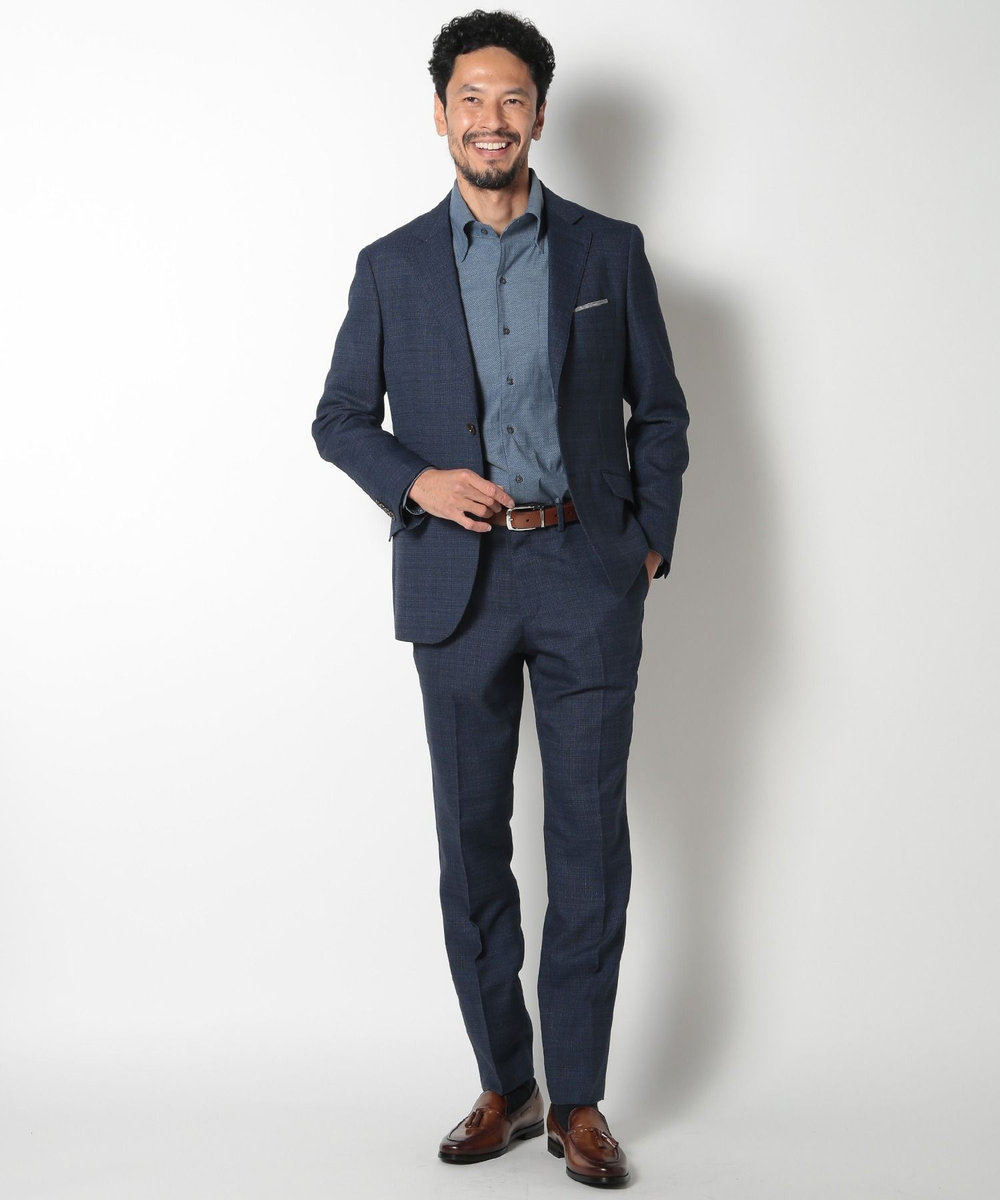 MEN'S BIGI 【ACTIVE TAILOR】ミックスヤーン/ホップサックスラックス ネイビー