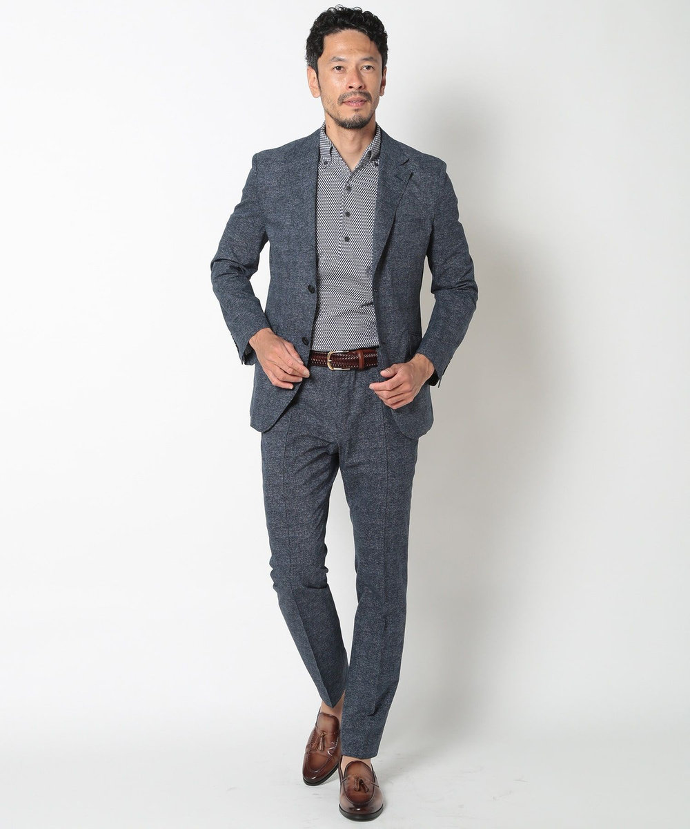 MEN'S BIGI 【ACTIVE TAILOR】COOL MAXサッカー織りワンピースカラーポロシャツ ブルー