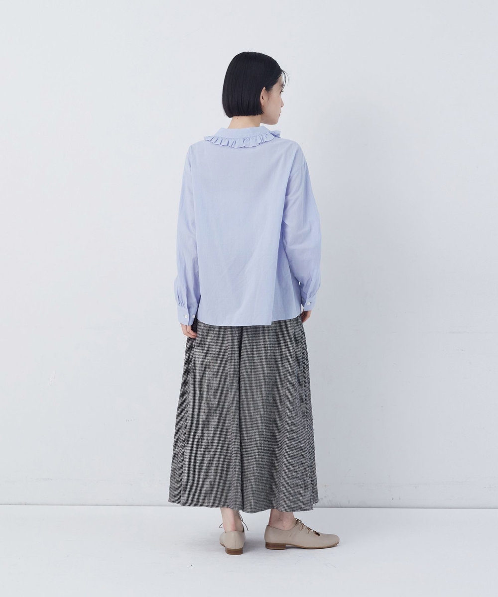 congés payés ADIEU TRISTESSE 60/ローンフリルシャツ ブルー