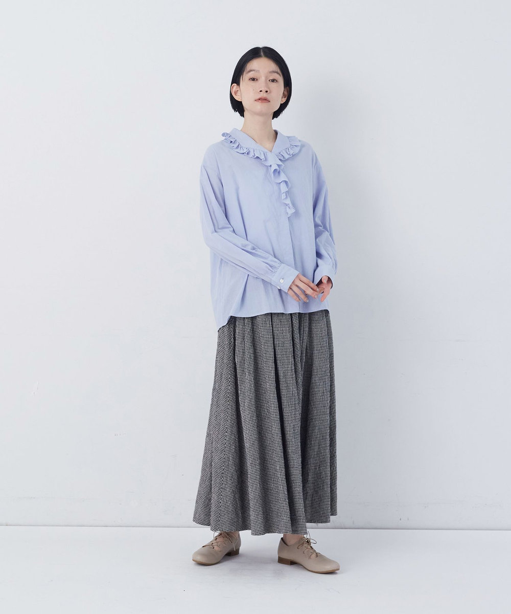 congés payés ADIEU TRISTESSE 60/ローンフリルシャツ ブルー