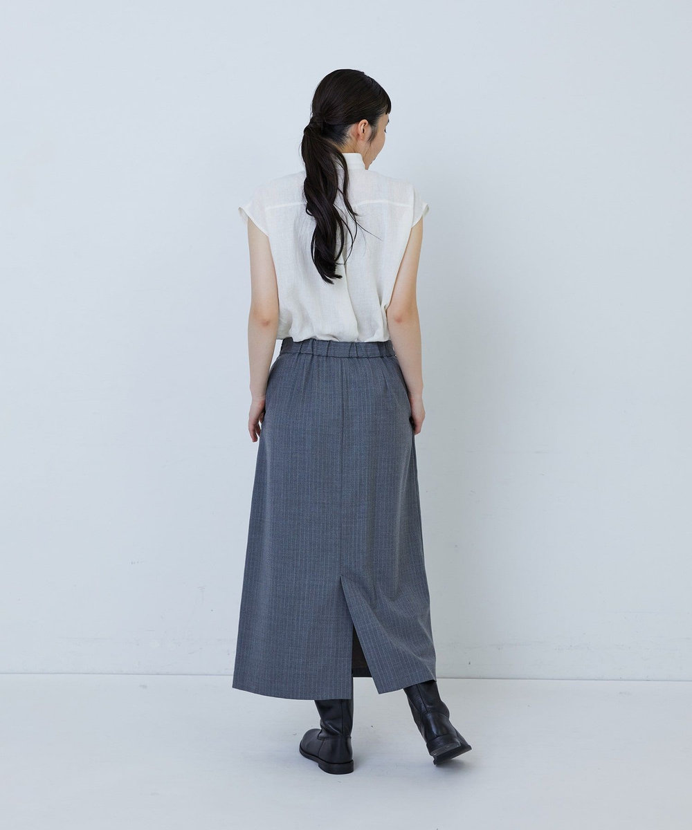 LOISIR セミイージーナロースカート ストライプ