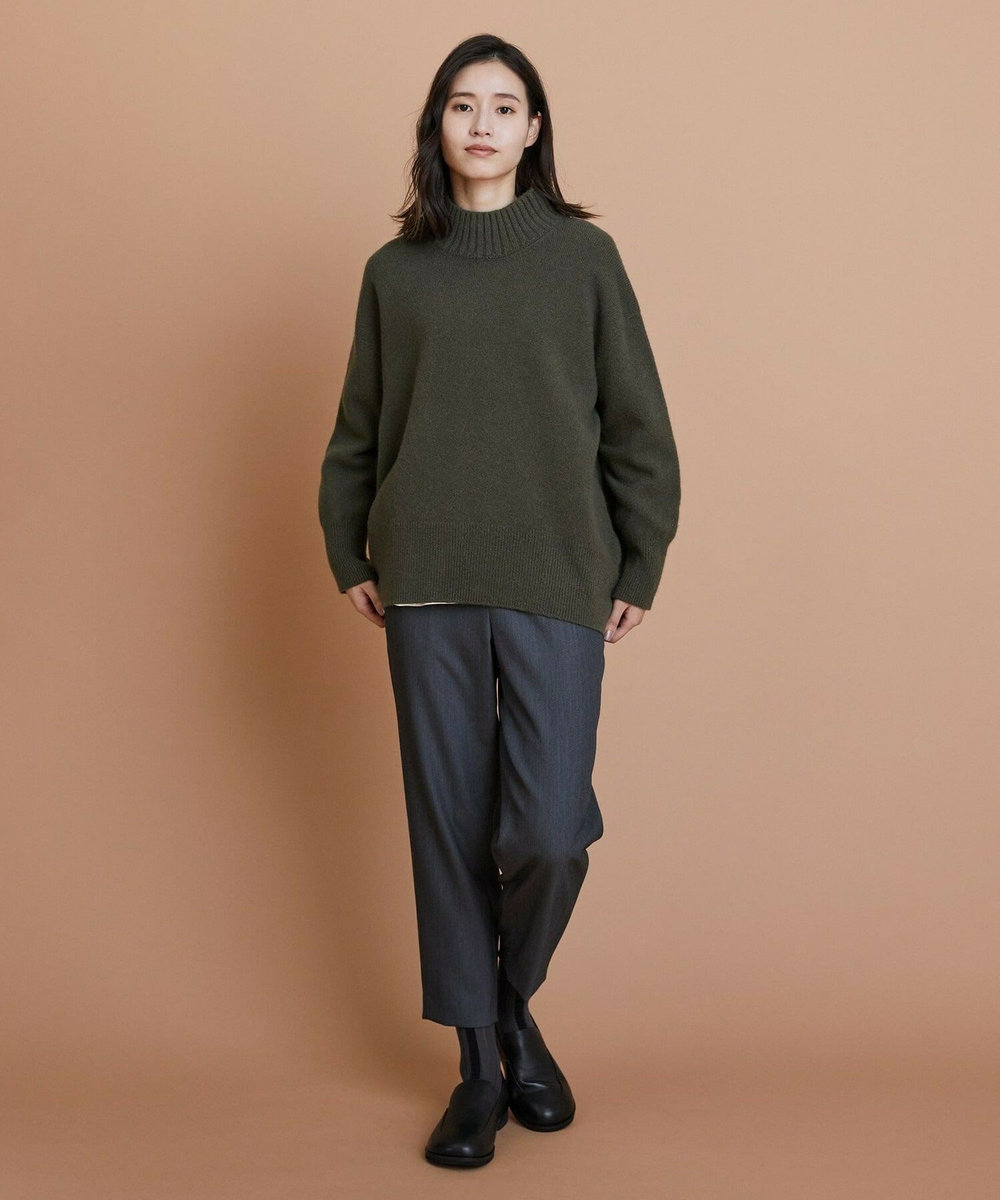 L'EQUIPE カシミヤ混ハイネックニットプルオーバー カーキ