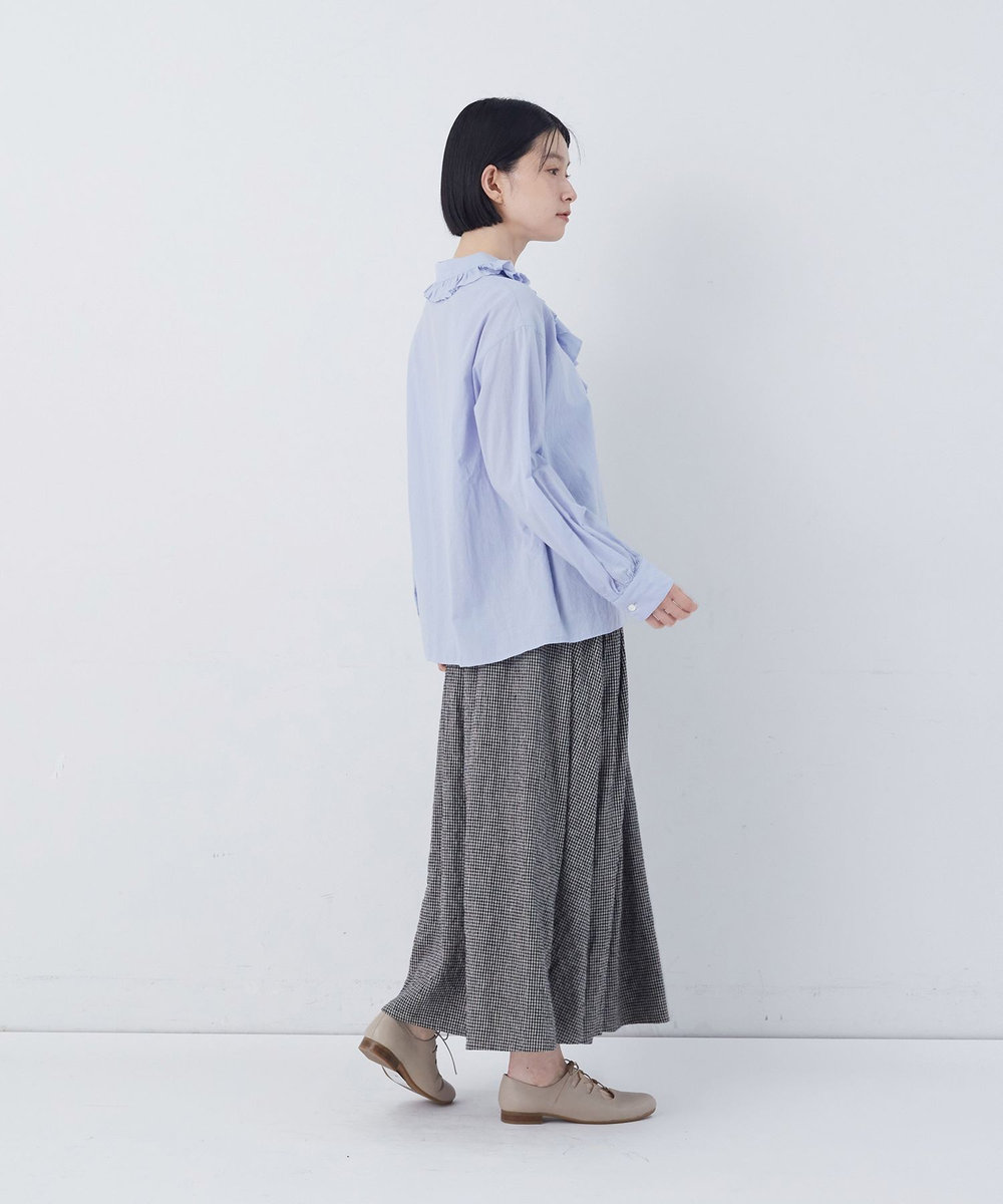 congés payés ADIEU TRISTESSE 60/ローンフリルシャツ ブルー