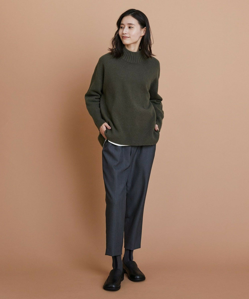 L'EQUIPE カシミヤ混ハイネックニットプルオーバー カーキ