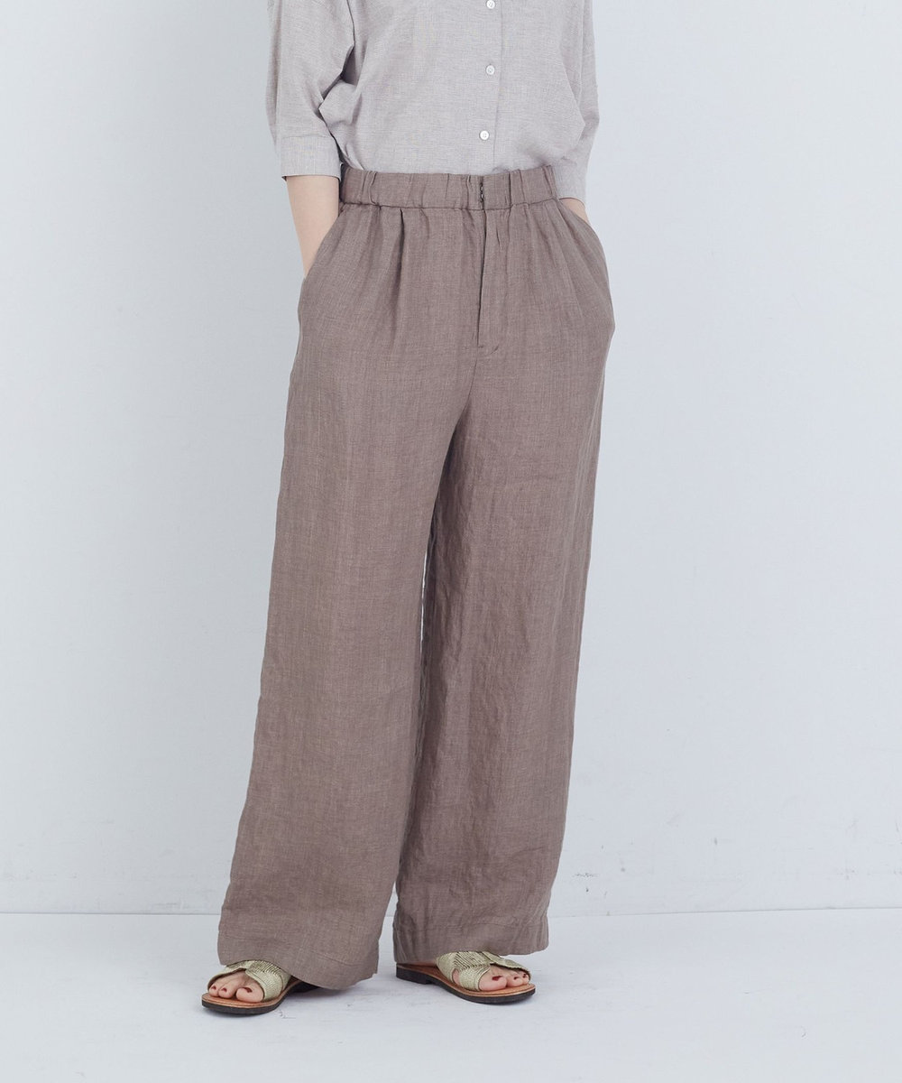 ADIEU TRISTESSE リネンワンタックストレートパンツ モカ