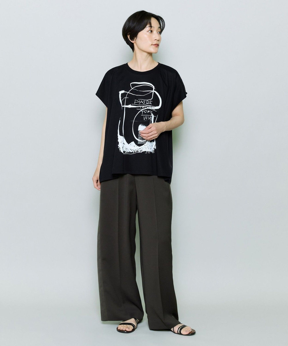 MOGA バックサテンジョーゼットセミワイドパンツ カーキ