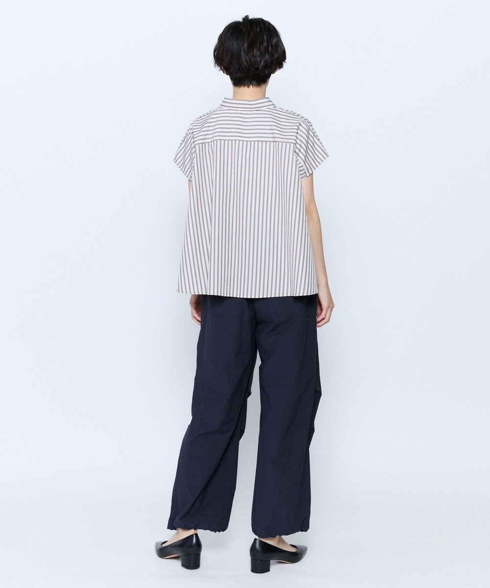 feerique feerique ポプリンストライプフレアシャツ ブラウン