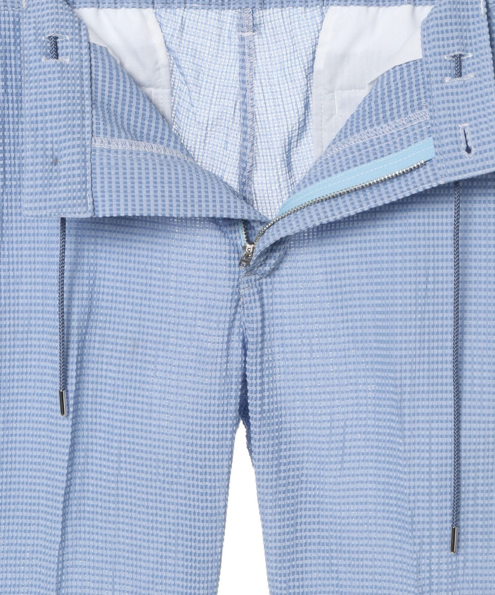 MEN'S BIGI 3Dサッカーストレッチアンクル丈イージーパンツ サックスブルー
