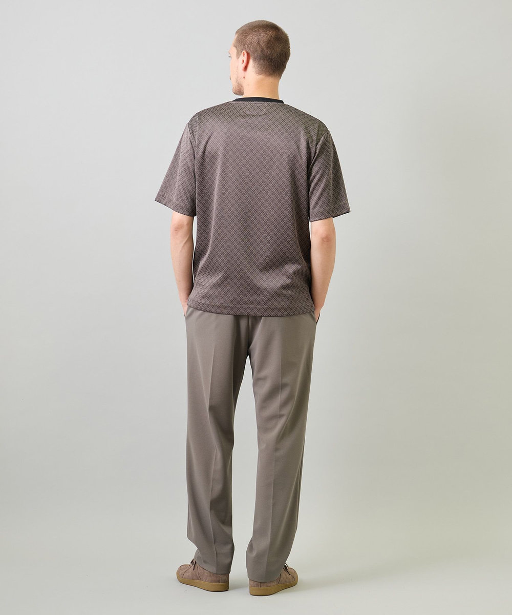 UNION STATION ジオメトリックジャガードTシャツ＜ストレッチ・マシンウォッシャブル＞ チャコールグレー
