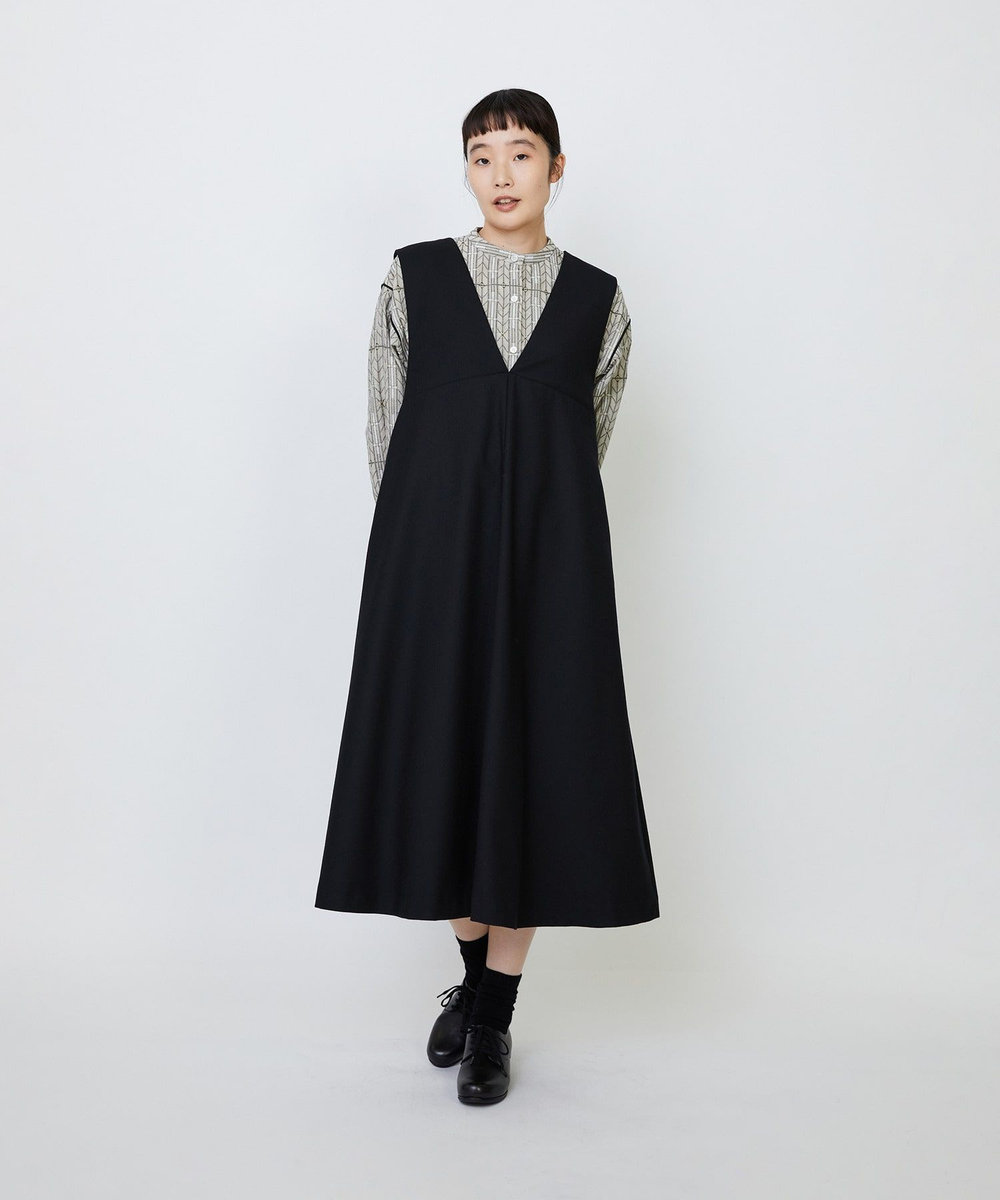 LOISIR ネックジャンパースカート ブラック