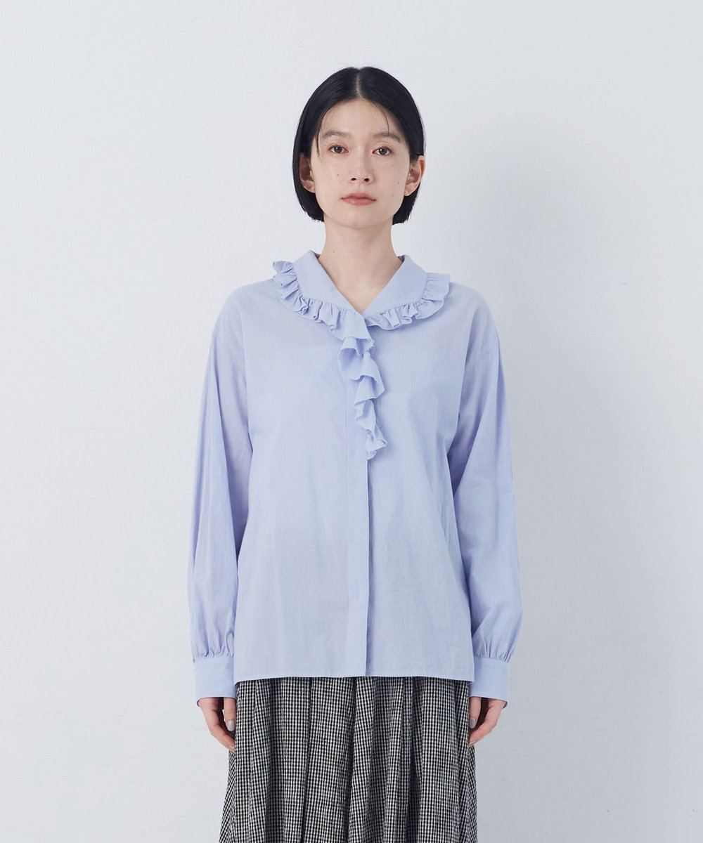 congés payés ADIEU TRISTESSE 60/ローンフリルシャツ ブルー