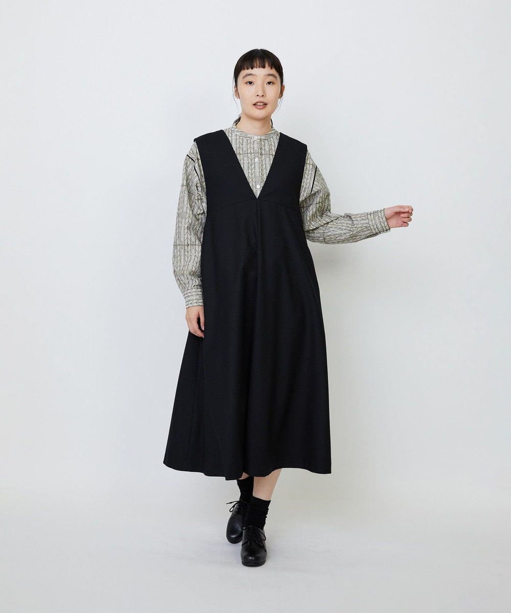 LOISIR ネックジャンパースカート ブラック