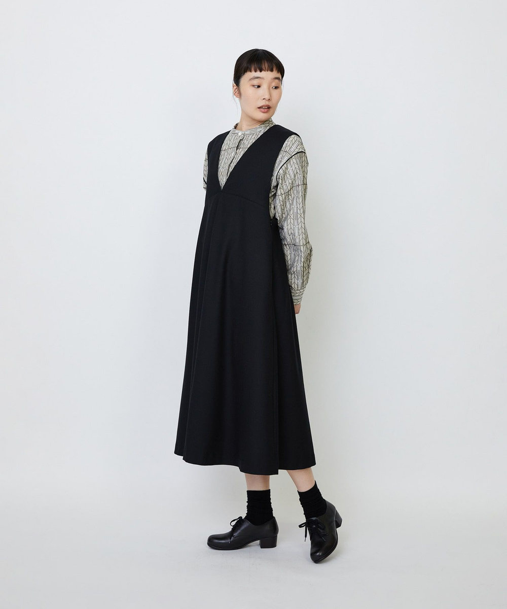 LOISIR ネックジャンパースカート ブラック