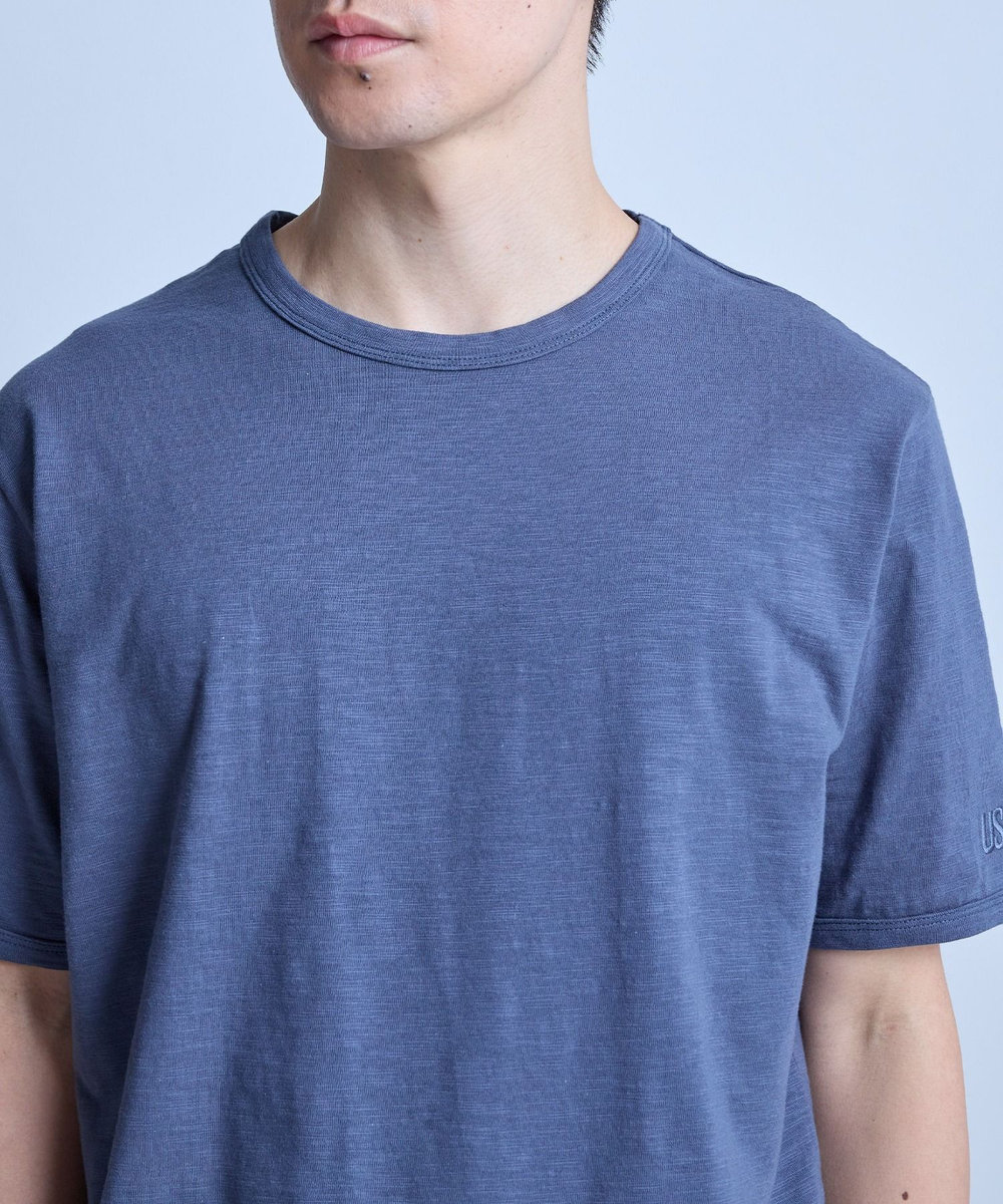 UNION STATION スラブ天竺袖刺繍Tシャツ ネイビー